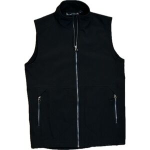 Swiss‎ Tech Mens Black Softshell Fleece Lined Full Zip Vest Mock Neck Small S/P
